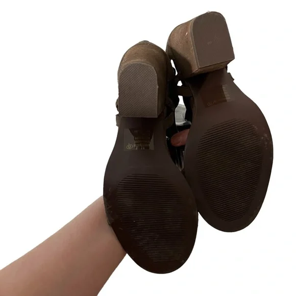 Not Rated taupe strappy tassel heel 8 - Picture 7 of 7